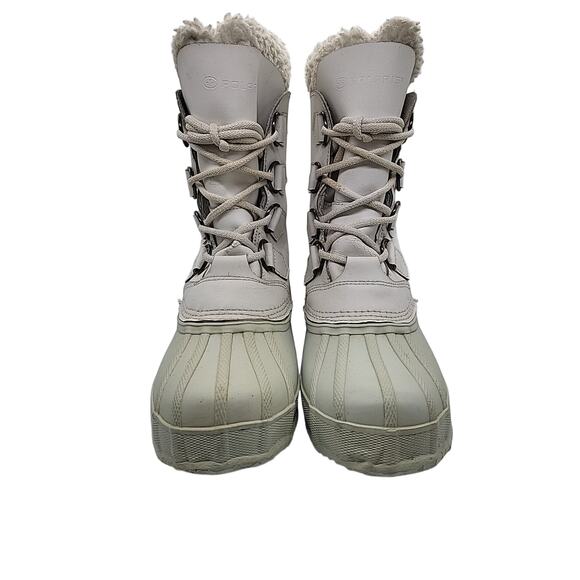 Polaris Winter Snow Boots Women’s 8 White Mid Calf Faux Fur Lace Up Steel Shank - Picture 3 of 15